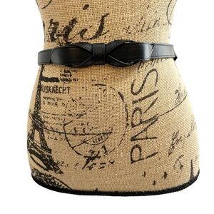 New York And Company Faux Leather Black Bow Belt Size Large/XL